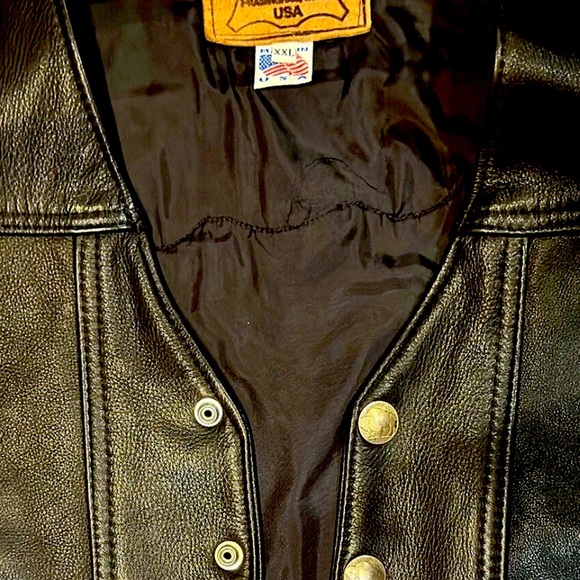 Genuine Leather Motorcycle Vest, Side-Laced W Tassels, Walter Dyer 80's Vintage - Picture 6 of 6